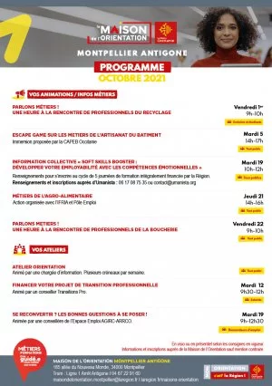 Affiche Programme de la Maison de l'Orientation de Montpellier en octobre 1/2