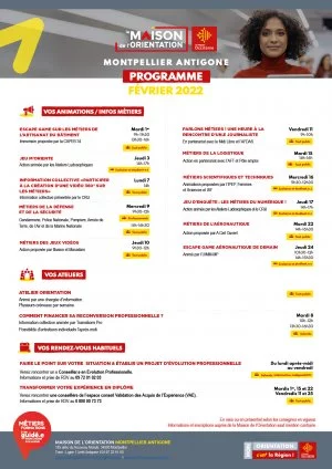 Affiche Programme de la Maison de l'Orientation de Montpellier en février