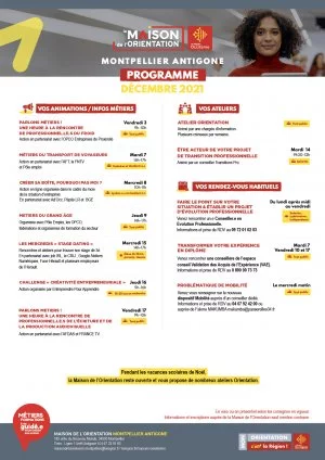 Affiche Programme de la Maison de l'Orientation de Montpellier en décembre
