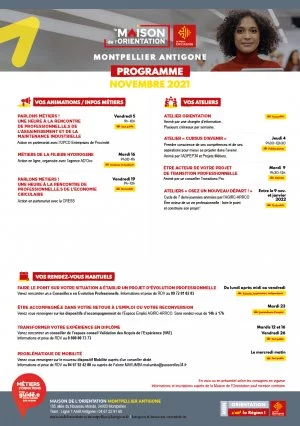 Affiche Programme de la Maison de l'Orientation de Montpellier en novembre
