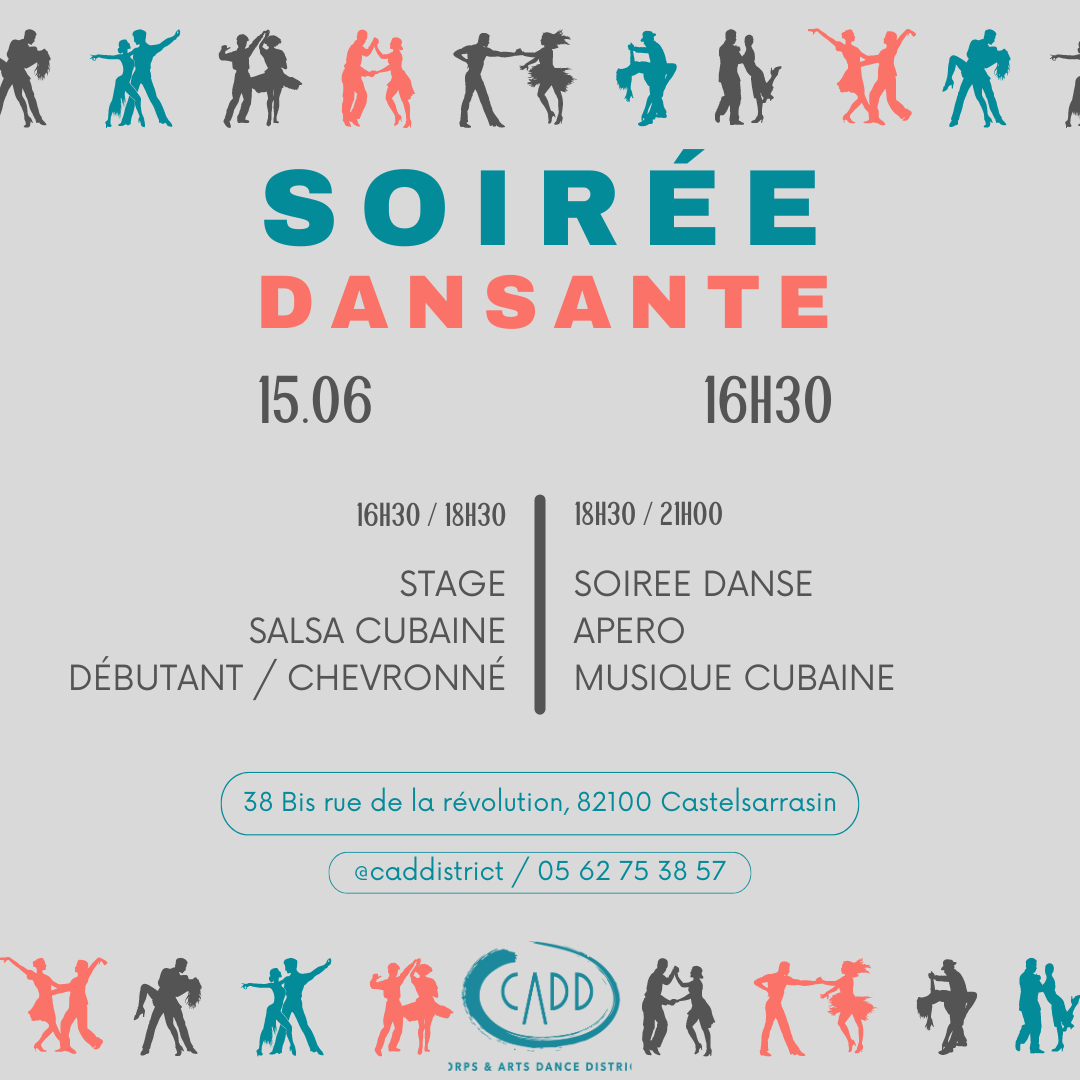 Soirée Dansante Salsa Cubaine et dernier stage de salsa Samedi 15