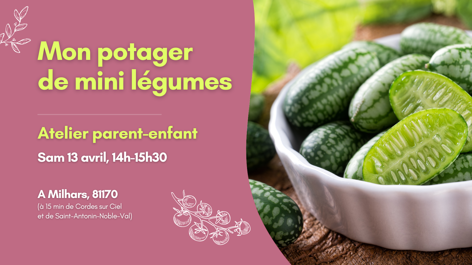 Atelier parent/enfant : "Mon potager de mini-légumes" - Samedi 13 avril ...