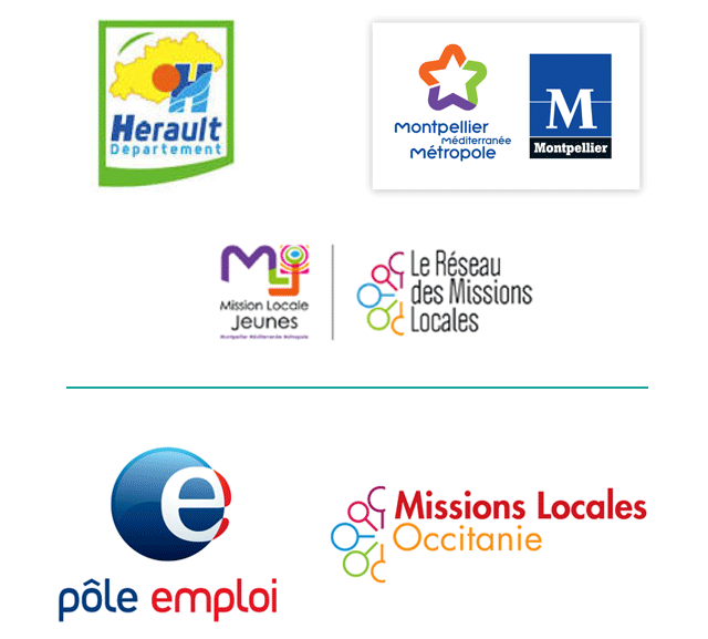 En partenariat avec : Le département de l'Hérault, Montpellier Méditerranée Métropole, le Réseau des Mission Locales et Pôle Emploi