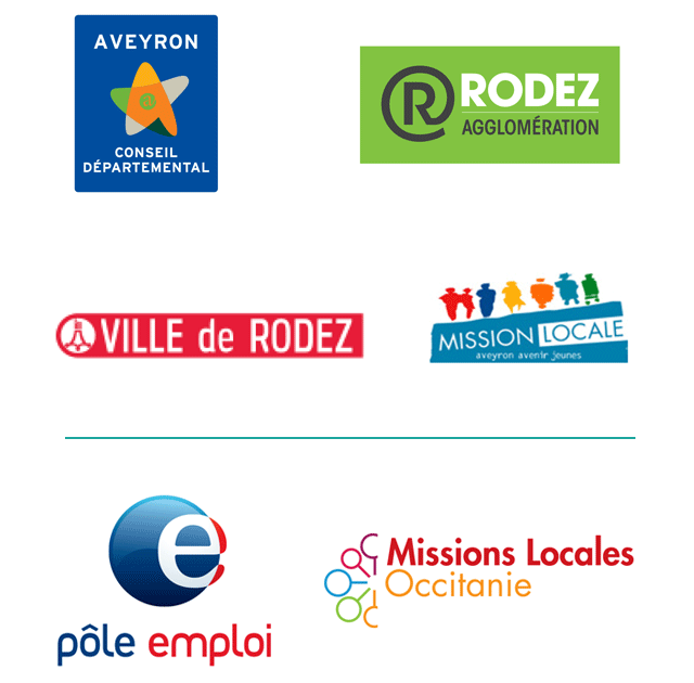 En partenariat avec : Le département de l'Aveyron, l'agglomération de Rodez, la ville de Rodez, la Mission Locale Aveyron Avenir Jeunes, et Pôle Emploi