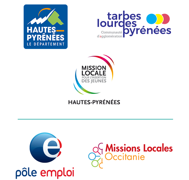 En partenariat avec : Le département des hautes-pyrénées, la communauté d'agglomérations de Tarbes/Lourdes/Pyrénées, les missions locales Occitanie et Pôle Emploi