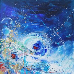 Jardins du ciel 4 - Acrylique, huile, craie grasse, crayon - Elisabeth Augendre 