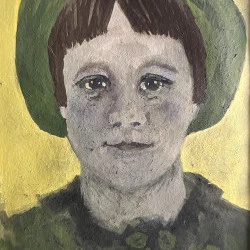 « Petite fille des fifties » - Art' gras sur papier aquarelle noir 10x15 cm