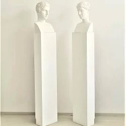 "Ici et Maintenant" 2001-2002 - 2 éléments plâtre 44x28 cm - Socles 125x35 cm