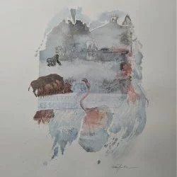Partage des Eaux II - Technique mixte sur papier, 50 x 65 cm, 2023 - Oddbjørg Reinton 