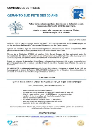 Affiche GERANTO SUD fête ses 30 ans