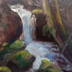 Cascade au dessus d'Arbas - huile sur bois
