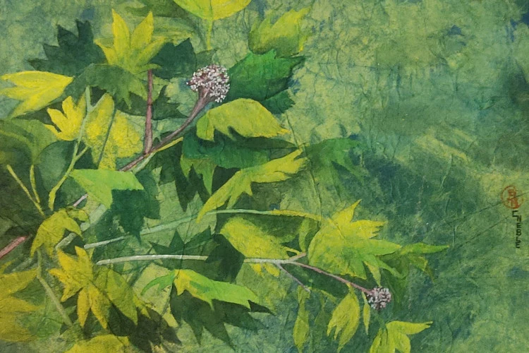 green - nihonga sur momigami - C. Nèble-Atelier2 