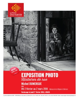 Affiche Exposition "Histoires de rue" par Michel DUMERGUE - Maison de la Région à Béziers
