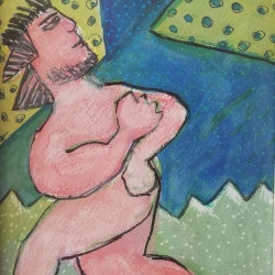 Lutteur attitude - encres et graphisme sur papier