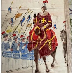 La bataille de Saint-Vidian de Martre-Tolosane - Dessin fait a la main sur céramique - 300 