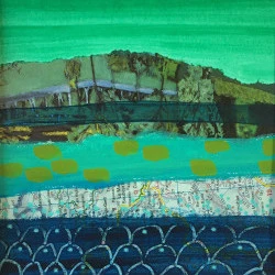 [Laure B.] - paysage en technique mixte peinture et collage - [LAURE B.] 