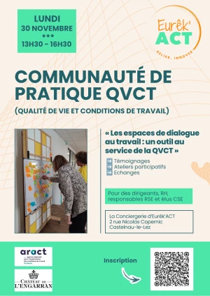 Affiche Communauté de pratique QVCT : les espaces de dialogue au travail