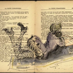 Lecture - Aquarelle sur livre ancien - © Sarah Dugrip 