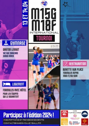 Affiche Tournoi International M15G / M18F de Volley-Ball