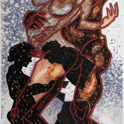 CORPS NOIRS / 200 X 90 / 2024 - Equilibre final entre recto et verso - Encres acryliques sur film polyester - 120 x 90 - 14/06/2024 
