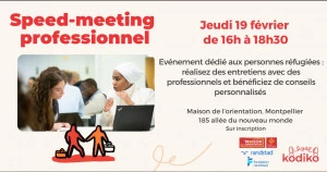 Affiche Speed-meeting professionnel dédié aux personnes réfugiées