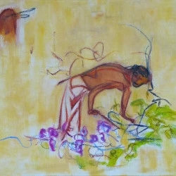 Sana'a, Tailleur de pierre2 - Huile sur lin, 60x73cm, 2014 - Joan Cullen 