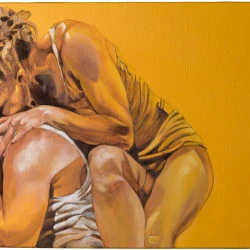 Les amoureux - huile sur toile. 46 X 38 cm.