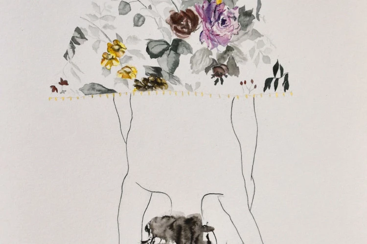 Fernande - mix médias sur papier aquarelle