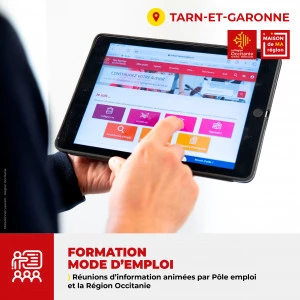 Affiche Formation Mode d'Emploi : réunions d'information animées par Pôle Emploi et la Région Occitanie