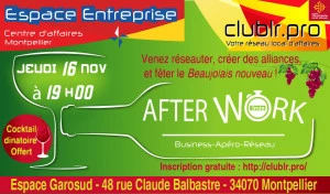 Affiche Invitation à l'Afterwork Entrepreneur Fête du Beaujolais !
