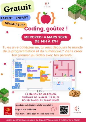 Affiche Atelier Coding Goûter - viens créer ton jeu vidéo !