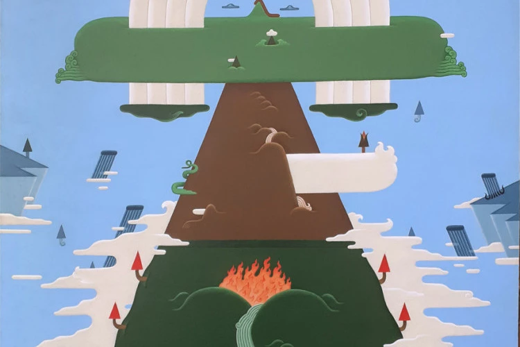 Pièce bien montée - acrylique sur carton 60/80cm