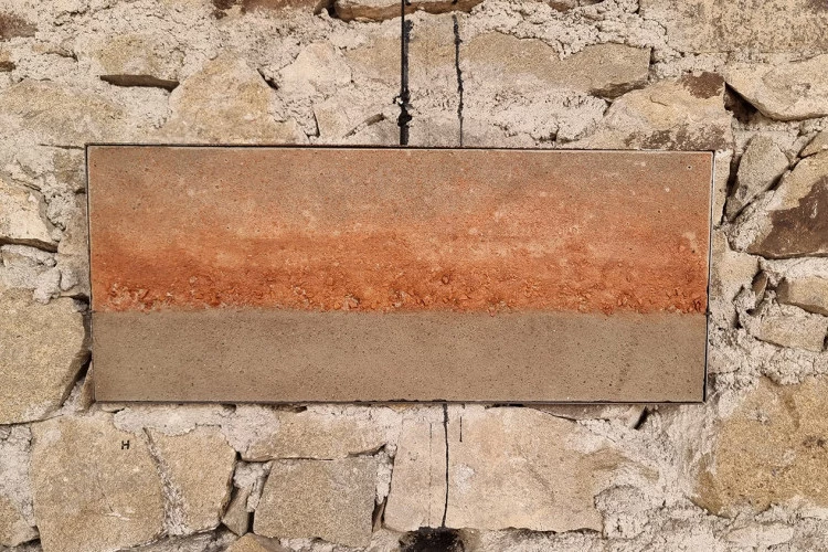 Horizon brique 1 - tableau en béton incrusté de briques - COT ART 