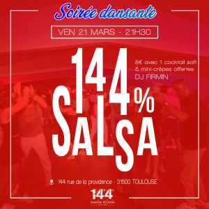 Affiche Soirée dansante 144% Salsa