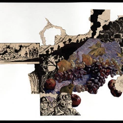 La Guerre de l'Art # 1 : Les Raisins de la bataille - 337 x 240 mm - colle, scotch, ciseaux et papiers - Julien Lauber 