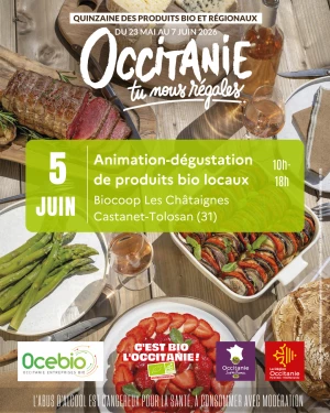 Affiche Quinzaine des produits bio et régionaux : Animation-dégustation à la Biocoop Les Châtaignes	