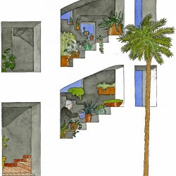 The Staircase - encre et aquarelle