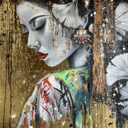 Asia 60x60 - Technique mixte sur toile
