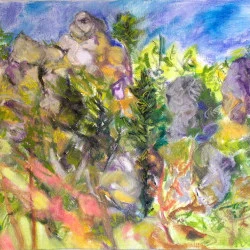 St guilhem, le nord à midi - Huile sur lin, 55x65cm, 2005 - Joan Cullen 