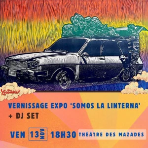 Affiche Vernissage ‘Somos La Linterna' - Exposition de typographie et impression artisanale + Vinyl DJ Set - Festival Locombia #10