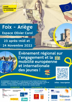 Affiche Evènement régional sur l'engagement et la mobilité européenne et internationale des jeunes