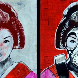 Dyptique 01 - Peinture huile, encre de chine, acrylique et aérosol. - Bayonas 