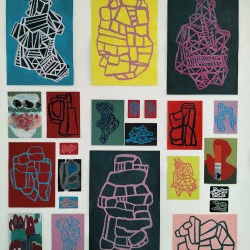 Sans titre - composition graphisme/ peinture / collage 125 x 105 cm - ©odileboutet 