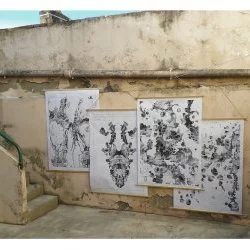 Cartographies "Maxillo-spatiale", Atlas du Maxillo-Royaume - Dessin numérique (digital), noir et blanc - 2019 - Marlène Côtelette 
