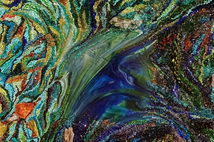Storm - Tableau en mosaïque - Verre à vitrail - Minéraux - 60 x 60 - Minuzzi 