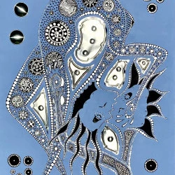 Reikiss - Tôles et laque argentée sur acrylique / 3D - 60x80cm