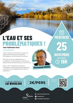 Affiche Conférence "L'eau et ses problématiques » par Fernand Roig 