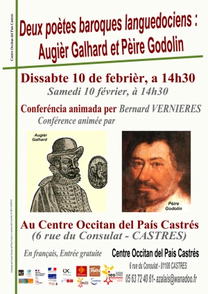 Affiche Conférence « Deux poètes baroques languedociens : Augièr Galhard et Pèire Godolin »