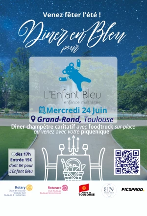 Affiche Dîner en Bleu pour l'Enfant Bleu le 24 juin 2026