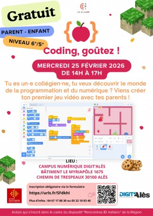 Affiche Atelier Coding Goûter - Viens créer ton jeu vidéo !